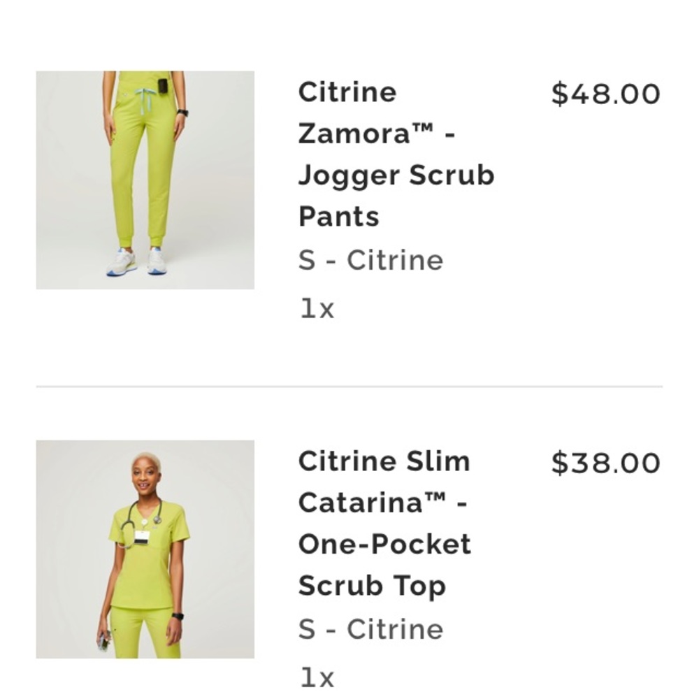 Figs scrubs in citrine
